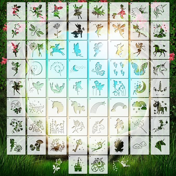 Marspark 66 Pcs Small Stencils for Crafts Reusable 3 Inch Stencils for Painting by Marspark