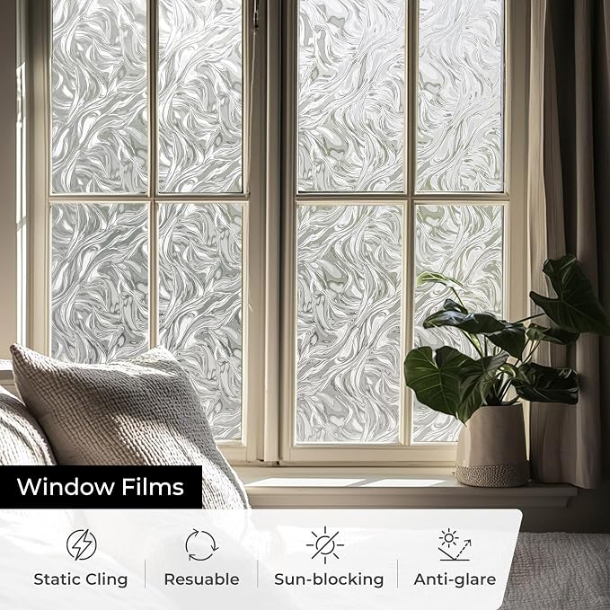 ADD.HERES Window Privacy Film, Removable Static Cling, Stained Glass Decorative - Image 3