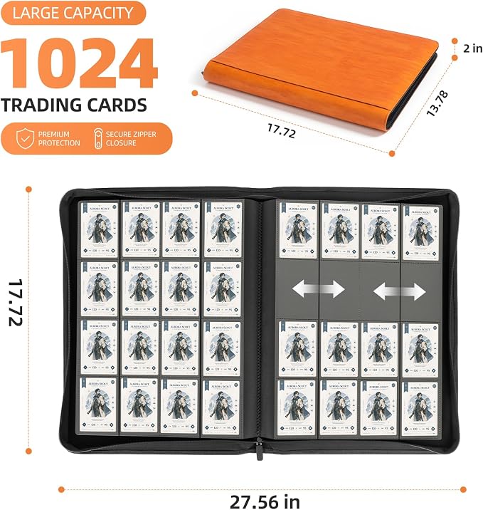 Card Binder 16 Pocket, Premium 1024 Double Sided Pocket Collection Binder - Image 3