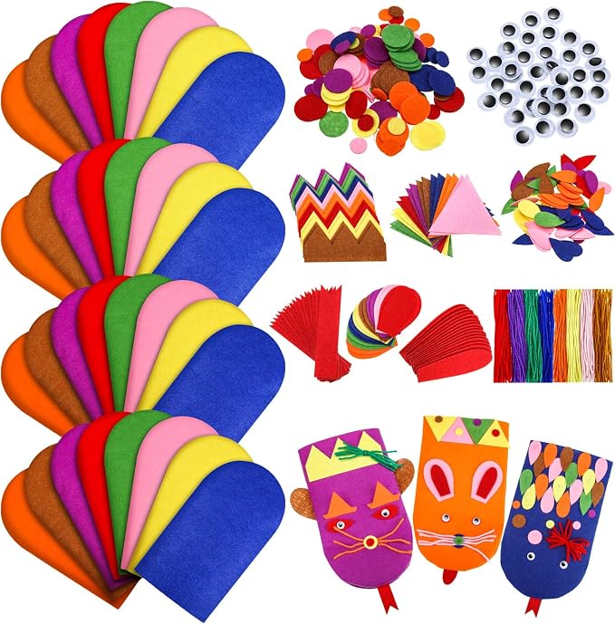 Liliful 32 Pcs Hand Puppet Making Kit Felt Arts and Crafts Sock Puppet Toys by Liliful
