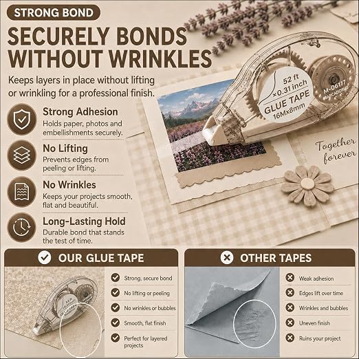 MARCADORUS Double Sided Tape Roller, 8 Pack, Extra-Long 52 Ft Each | 52 Ft x - Image 6