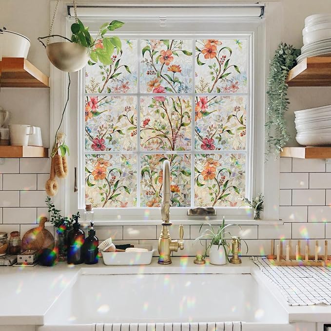 Ranzdn Window Privacy Film, Stained Glass, Static Cling, 17.5" x 157.4" | No - Image 4