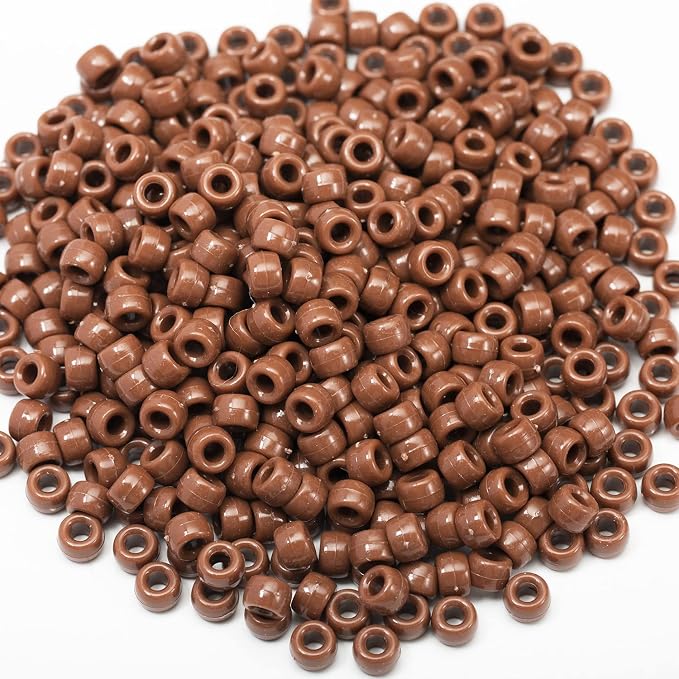Gxueshan 1000 Pcs Acrylic Brownish Red Pony Beads Friendship Beads 6x9mm Bulk - Image 4
