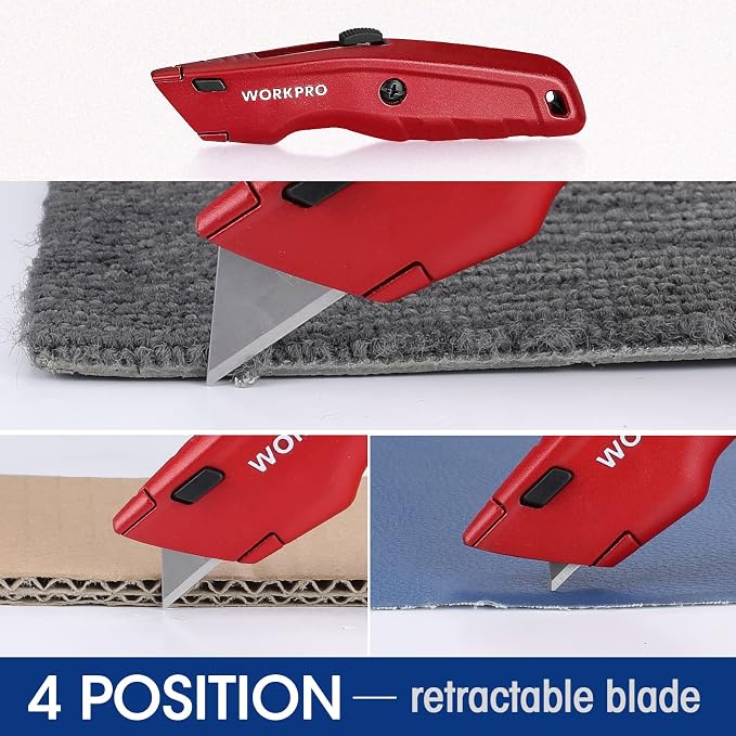 WORKPRO Premium Utility Knife, Retractable All Metal Heavy Duty Box Cutter - Image 5