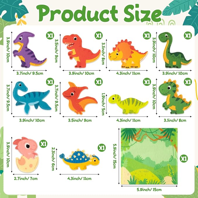 COcnny Dinosaur Finger Puppets Craft- 11pcs Dinosaur Felt Finger Puppet - Image 2