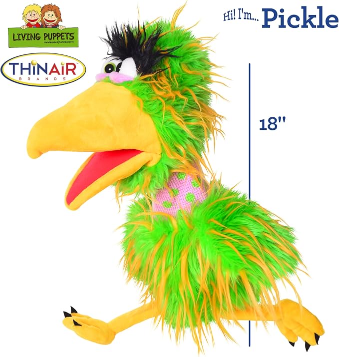 Playful Minds – Living Puppets Pickle 18-Inch Plush Bird Hand Puppet – Bright - Image 2