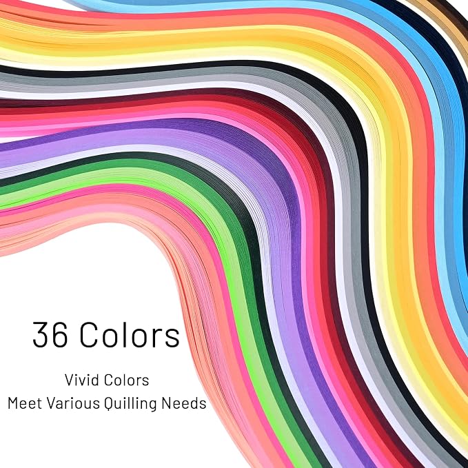 YURROAD Paper Quilling Kit for Starter, Width 5mm 900 Strips in 36 Colors - Image 4