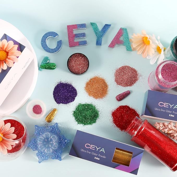 Ceya 3.8oz/ 110g Holographic Ultra Fine Glitter Powder Laser Sky Blue Glitter - Image 6