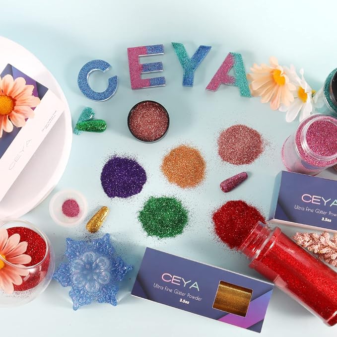 Ceya 3.8oz/ 110g Holographic Ultra Fine Glitter Powder Laser Light Green - Image 6