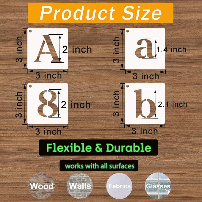 80 Pcs 3 x 3 Inch Alphabet Letter Stencils, Reusable Plastic Letter Number - Image 2