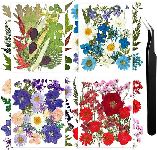 110+ Pcs Dried Flowers for Crafts, Real Pressed Flowers Bulk Small Dried by FULGNU