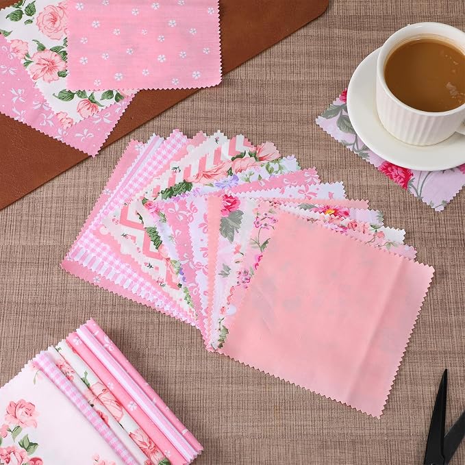 168 Pcs Pink Charm Packs for Quilting 5″ Cotton Quilting Fabric Bundles | 5″ - Image 6