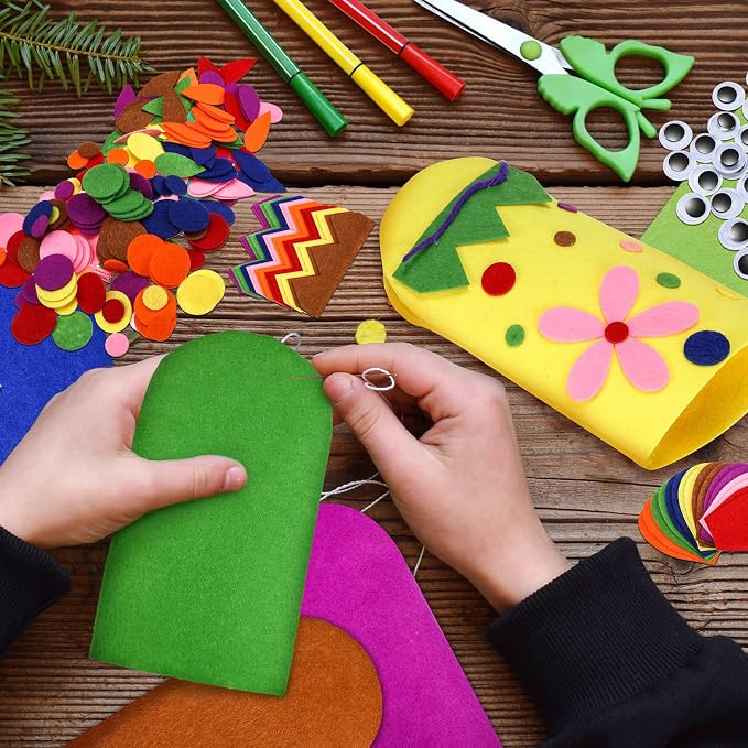 Liliful 32 Pcs Hand Puppet Making Kit Felt Arts and Crafts Sock Puppet Toys - Image 3