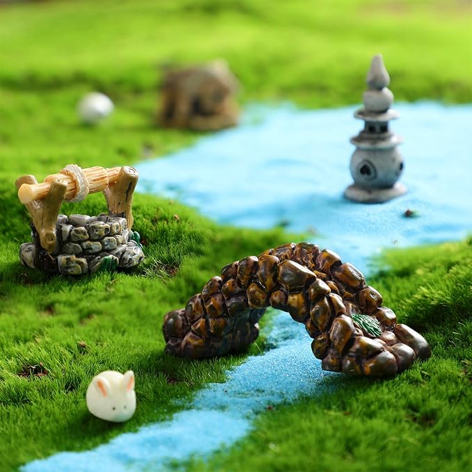 Jetec 12 Pcs Mini Fairy Garden Accessories Miniature Tiny Stone Bridge Mini - Image 4