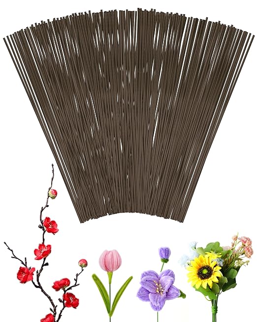 100 PCS FIVEIZERO 18 Gauge Brown Floral Wire Stems by FIVEIZERO