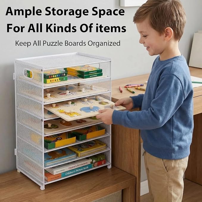 8-Tier Puzzle Organizer Rack, Wooden Puzzle Storage Holder - Image 6
