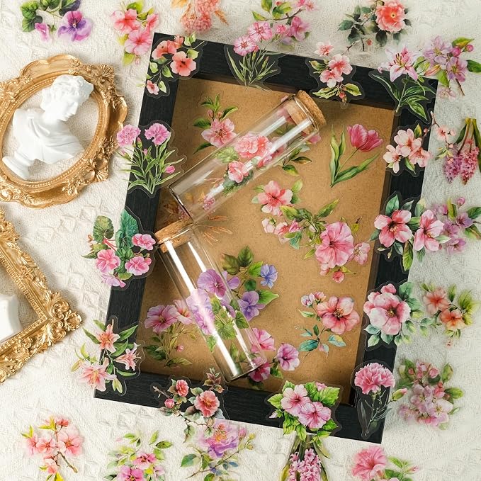 50pcs Pink Flower Stickers for Scrapbooking - Image 5