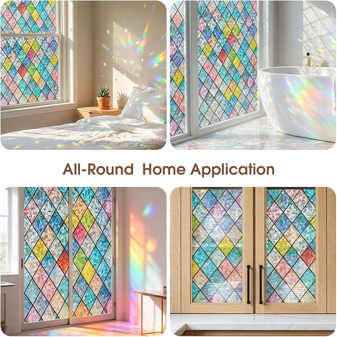 Coavas Window Privacy Film Stained Glass, Static Cling Window Stickers - Image 6