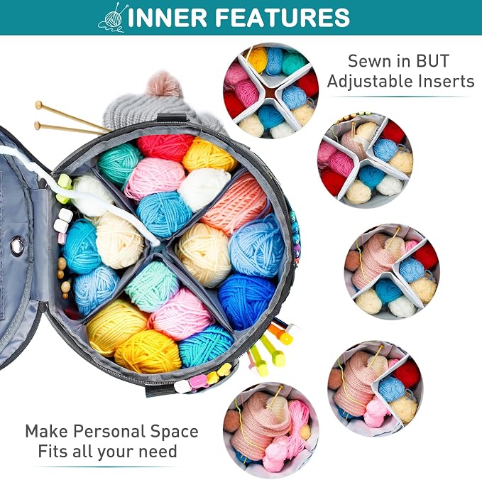 MYBAGZING Expandable Yarn Storage Organizer, Crochet Bag & Yarn Tote - Image 3