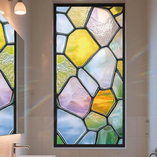 Stained Glass Window Privacy Film Static Cling by AOHMPT