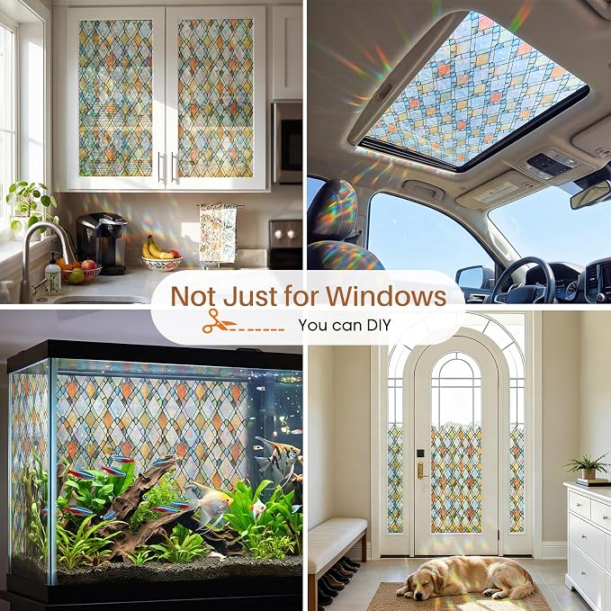 Window Privacy Film, Stained Glass Static Cling Rainbow Stickers 35.4" x - Image 7