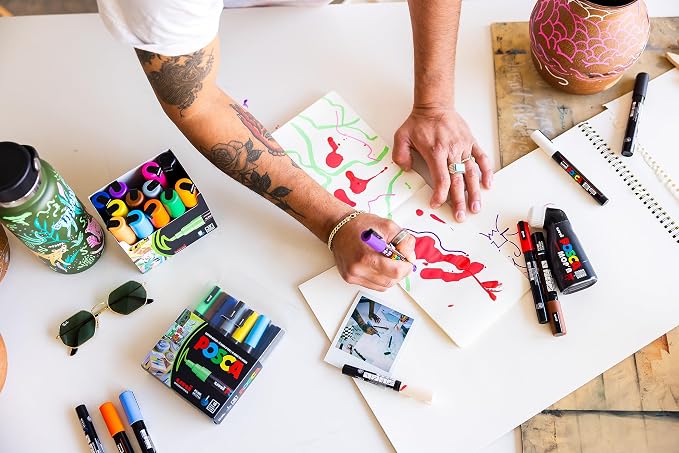 posca Markers Set, 8 Medium Paint Markers 5M – Mono Tone – White - Image 6