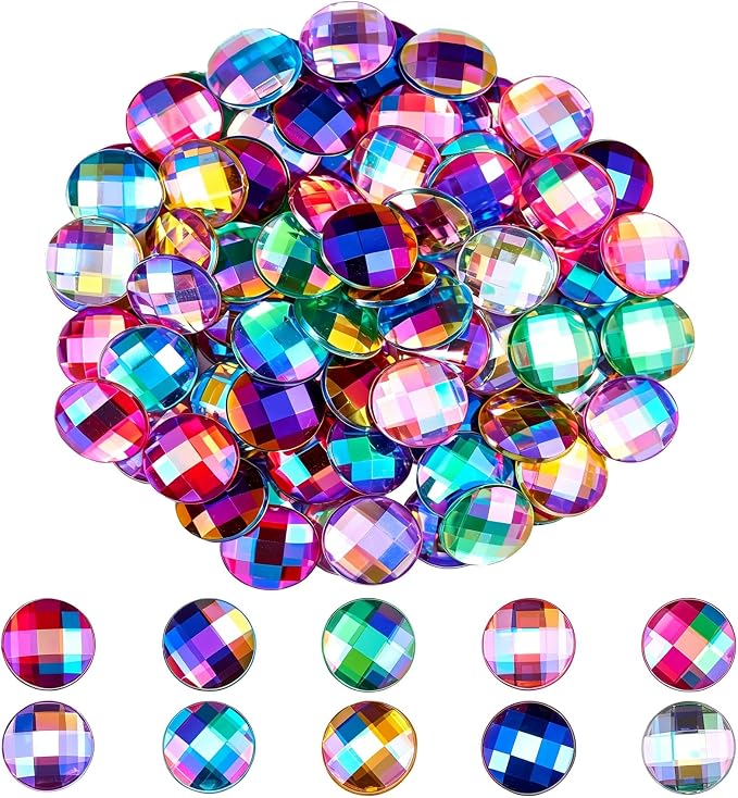 200 Pcs 12mm AB Rhinestones for Bedazzling, Rainbow Effect Craft Gems for by Unknown