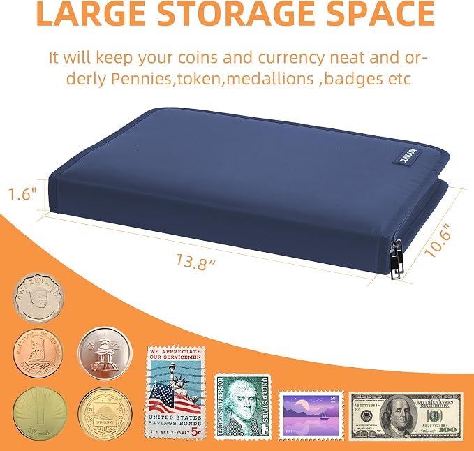 Coin Collection Book Holder for Collectors 2000℉ Fireproof | 300 Pockets Coins - Image 6