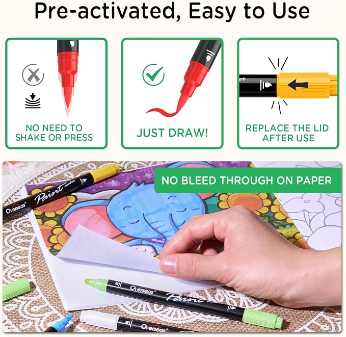 Overseas 6 White Acrylic Paint Markers, Dual Tip Paint Pens Acrylic Marker | - Image 6
