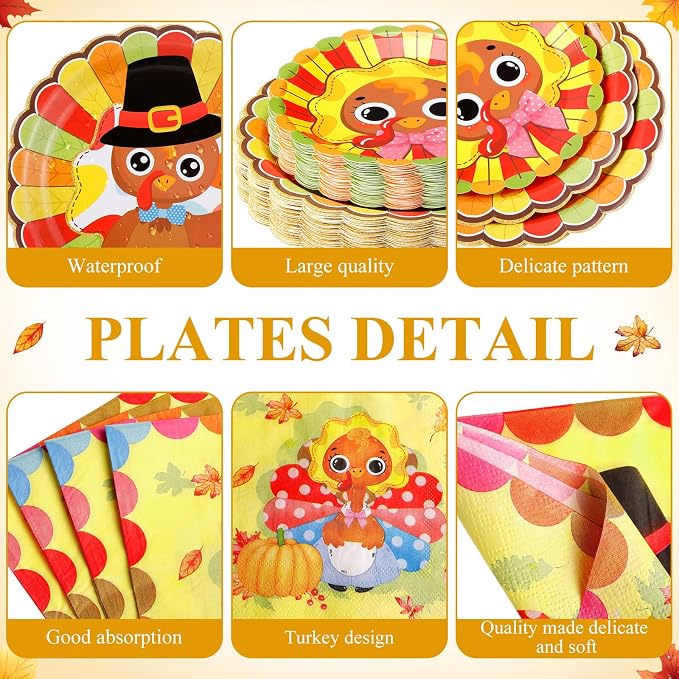 Pickmesh 400 Pcs Turkey Thanksgiving Party Supplies Include Disposable Paper - Image 2
