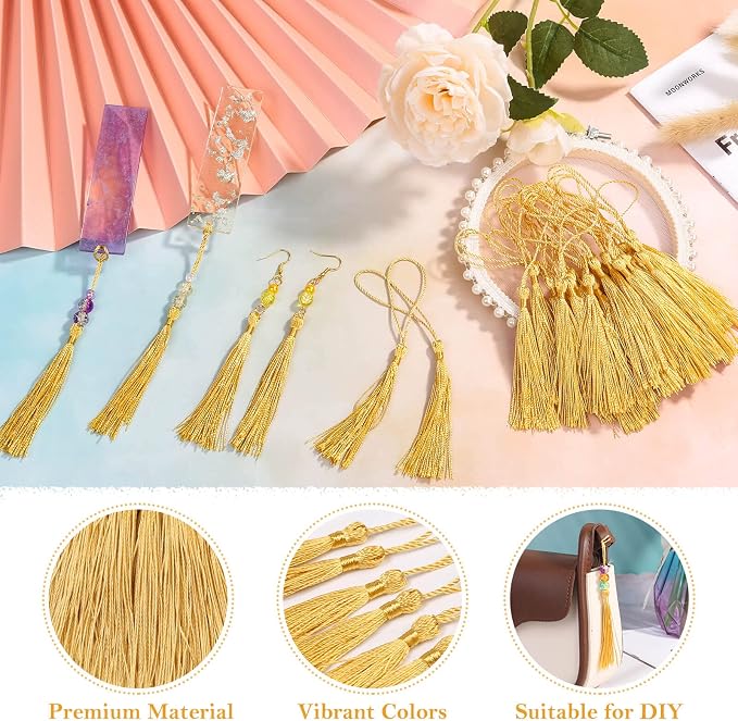 Bookmark Tassels Bulk, Cridoz 50Pcs Small Tassels Silky Handmade Soft Craft - Image 5