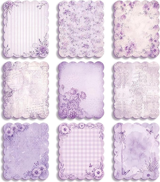 Gersoniel 9 Pcs Vintage Scalloped Sticky Notes, Aesthetic Purple Sticky Notes by Gersoniel