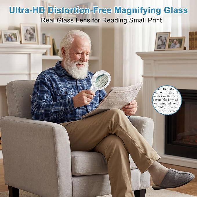 Nazano Magnifying Glass with Light, Ultra-Clear Lightweight Handheld Reading - Image 3