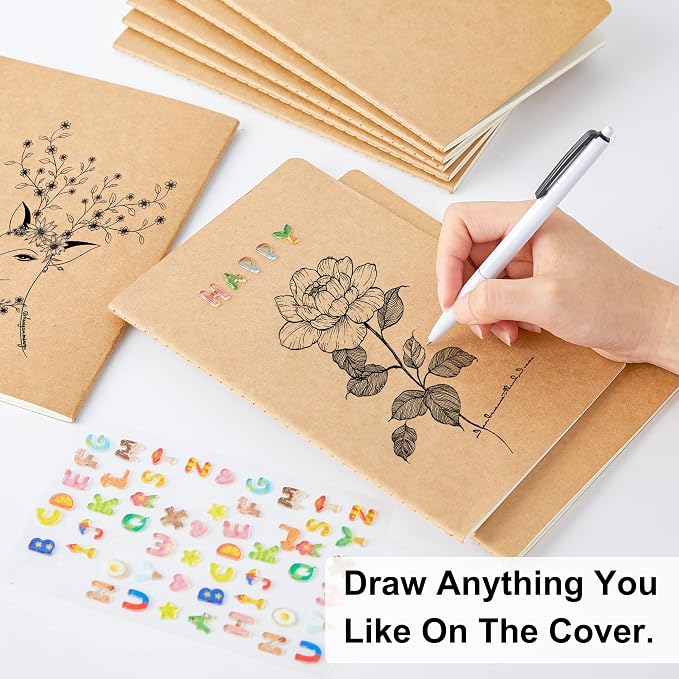 feela 30 Pack Blank Kraft Notebooks, Unlined Sketchbook Note Pad Travel Journal - Image 3