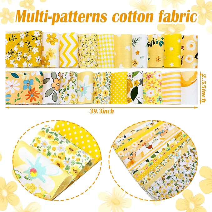 Hosuly 40 Pcs Yellow Floral Jelly Fabric - Image 2