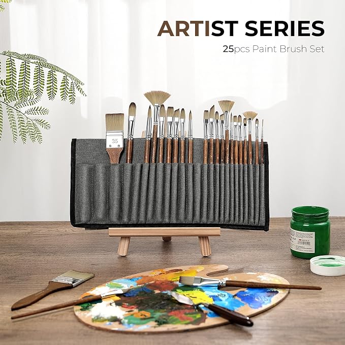 Fuumuui 25pcs Paint Brush Set, Professional 9 Shapes - Image 9