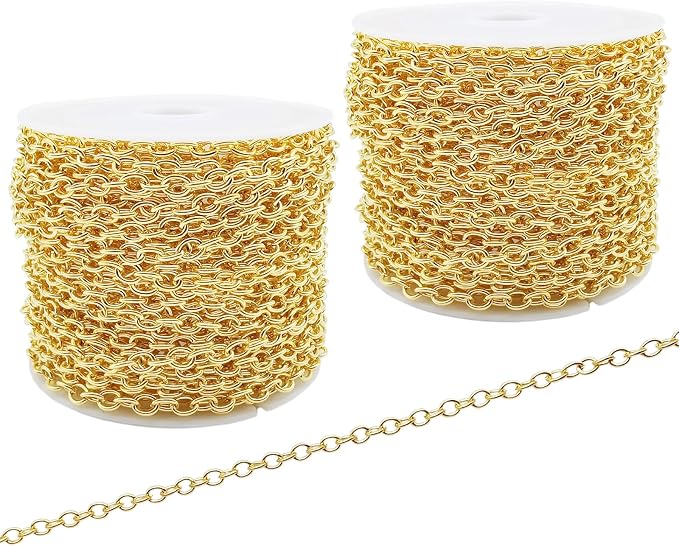60 Feet Metal Iron Necklace Chains 3mm Bulk Curb Link Chain by KEIAOUE