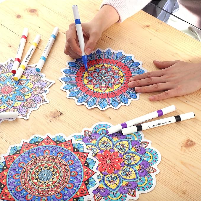 Thboxes Stained Glass Window Cling Art Kit, 12 Color Double-ended Markers 10 - Image 3