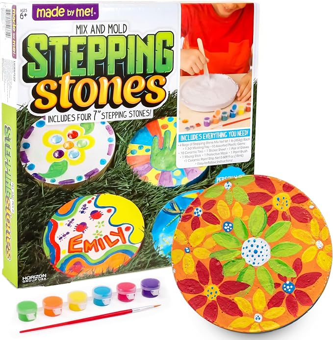 Made By Me Mix & Mold Your Own & Make 4 DIY Personalized Stepping Stones by MadebyMe
