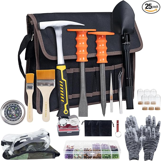 Geology Rock Pick Hammer Kit – 25PCS Rock Hammer Kit, Complete Geology Kit by Unknown