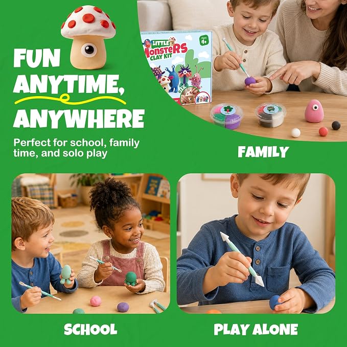 Air Dry Clay Kit for Kids, 12 Monsters Modeling Magic Clay Sculpting Set - Image 7