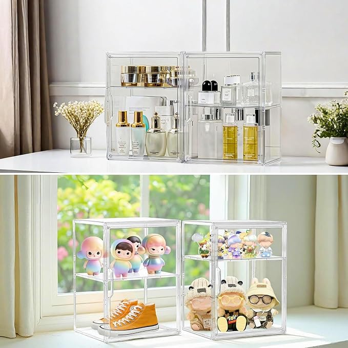 Attelite Acrylic Display Case for Collectibles Adjustable 3-Tiers，2Pack | Clear - Image 9