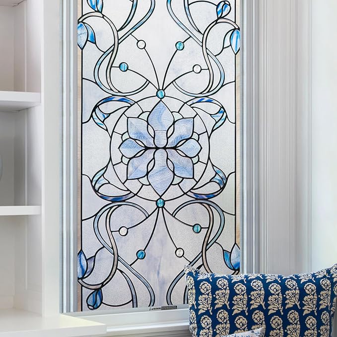 OHTMERU 3D Stained Glass Window Privacy Film, Heat Control UV Blocking Static by OHTMERU