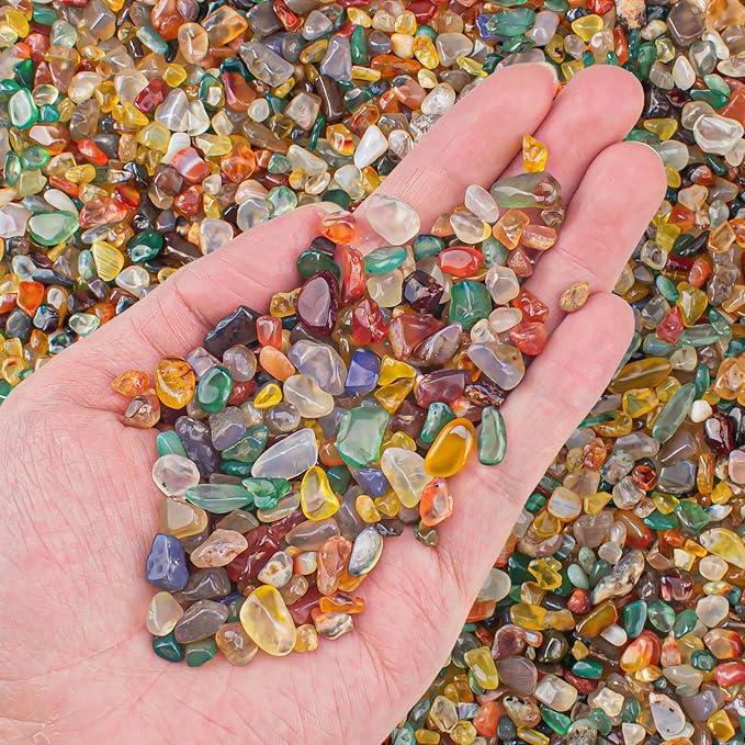 Colorful Agate Crystal Stones Crushed Quartz Chips Bulk 3 Lb, Natural Polished by EZEELAI