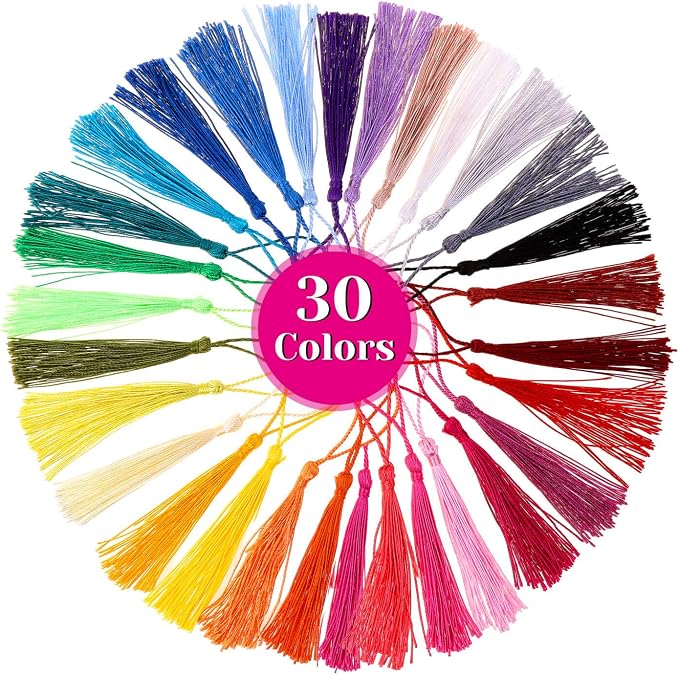 Tassels, Cridoz 120Pcs Bookmark Tassels Silky Handmade Soft Craft Mini Tassels - Image 2