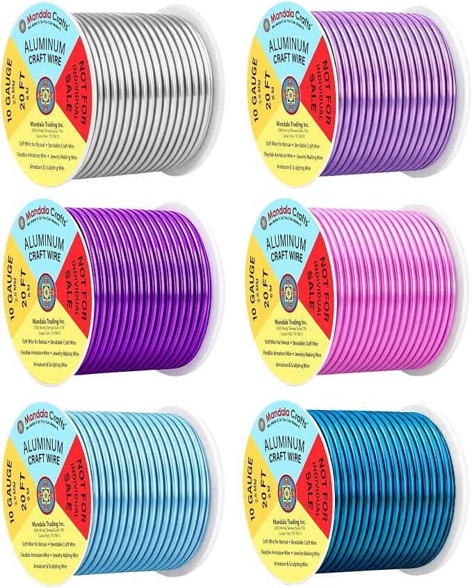 Mandala Crafts 10 GA Turquoise Pink Assorted Anodized Aluminum Craft Wire | 120 by MandalaCrafts
