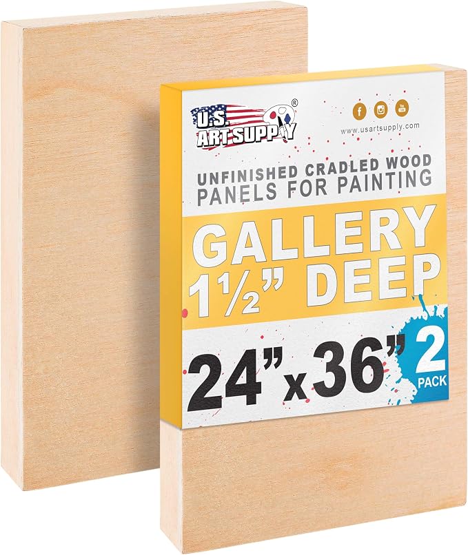 U.S. Art Supply 24" x 36" Unfinished Cradled Wood Panels by USArtSupply
