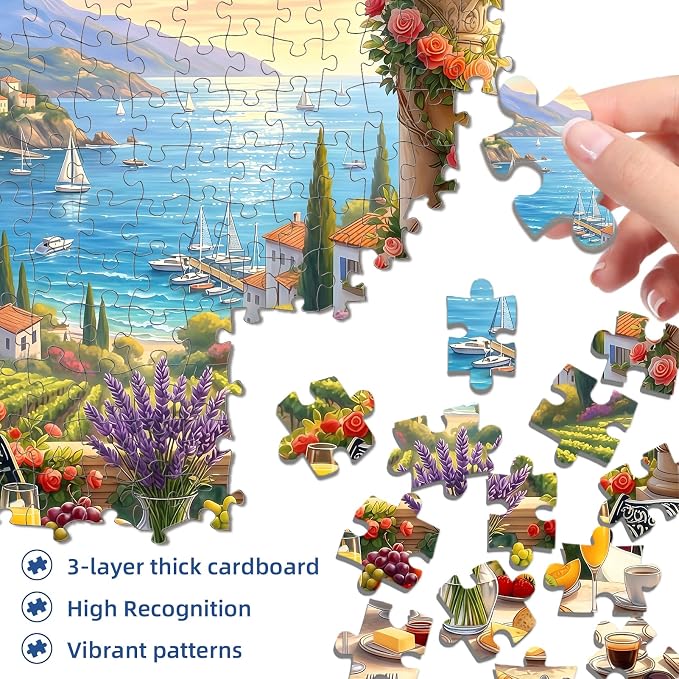 Mediterranean Morning Puzzles for Adults 1000 Pieces, Challenging Jigsaw - Image 3