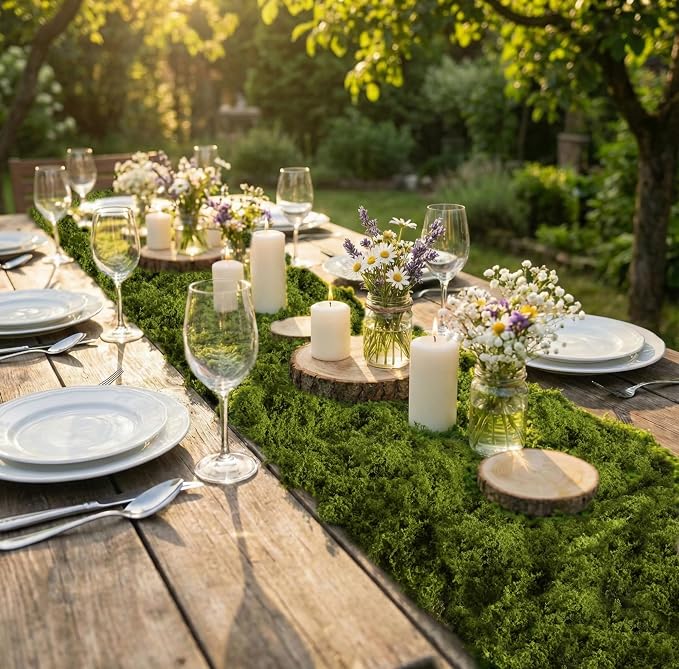USMOLA Fake Moss Mat, Artificial Moss Table Runner - Image 8