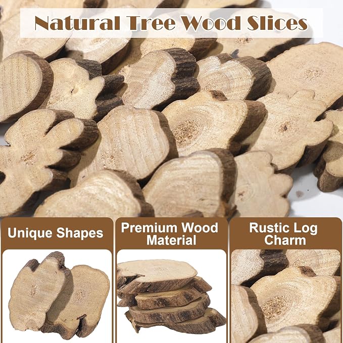 Gerrii 90 Pcs Irregular Wood Slices - Image 3